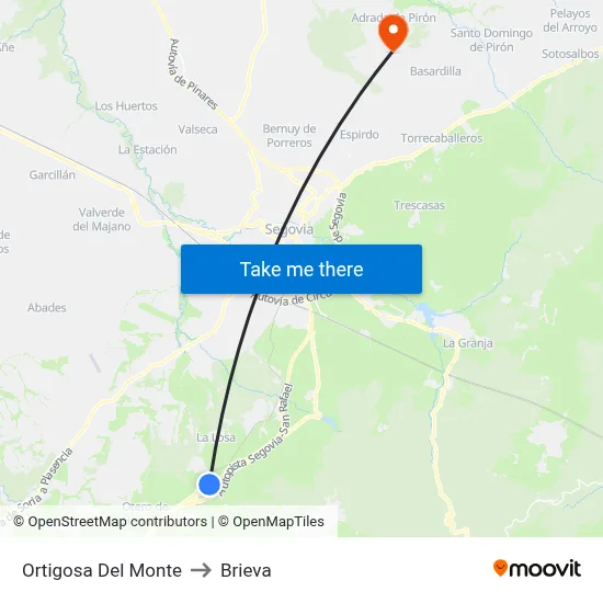 Ortigosa Del Monte to Brieva map