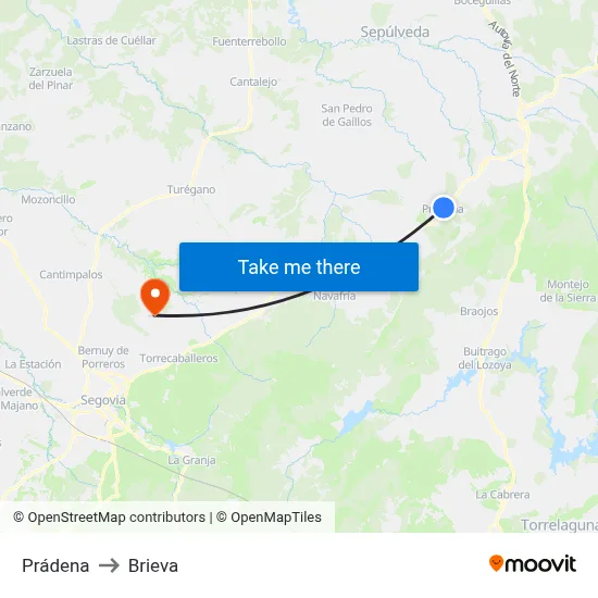 Prádena to Brieva map