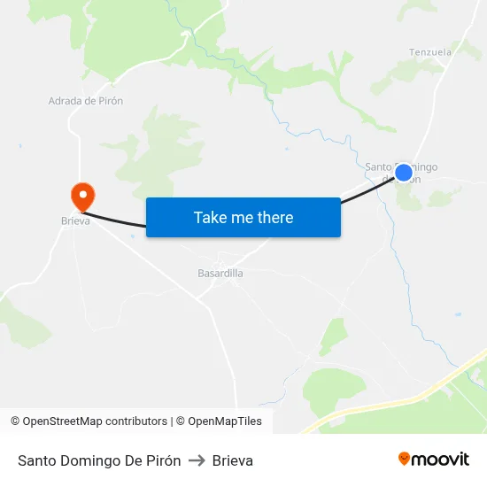 Santo Domingo De Pirón to Brieva map