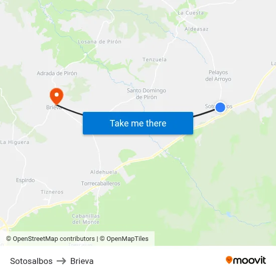 Sotosalbos to Brieva map
