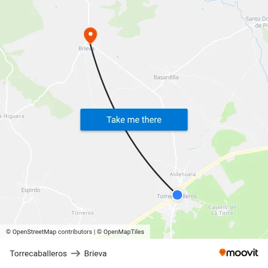 Torrecaballeros to Brieva map