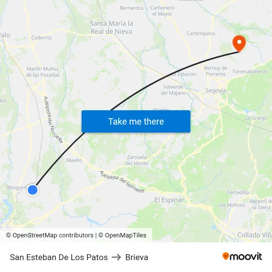San Esteban De Los Patos to Brieva map
