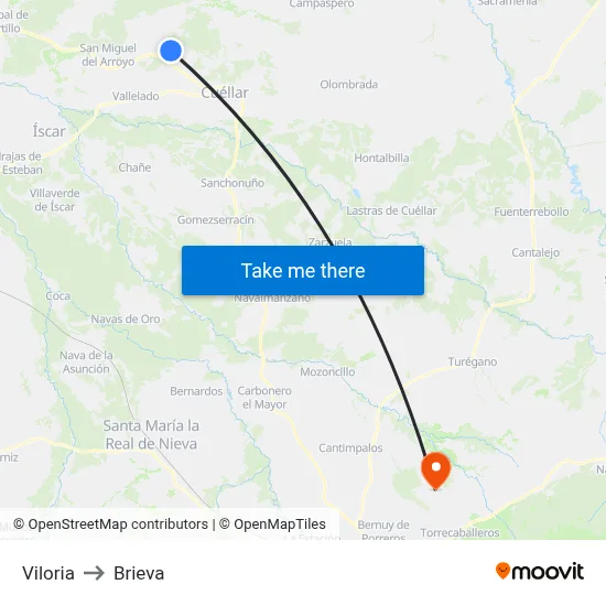 Viloria to Brieva map