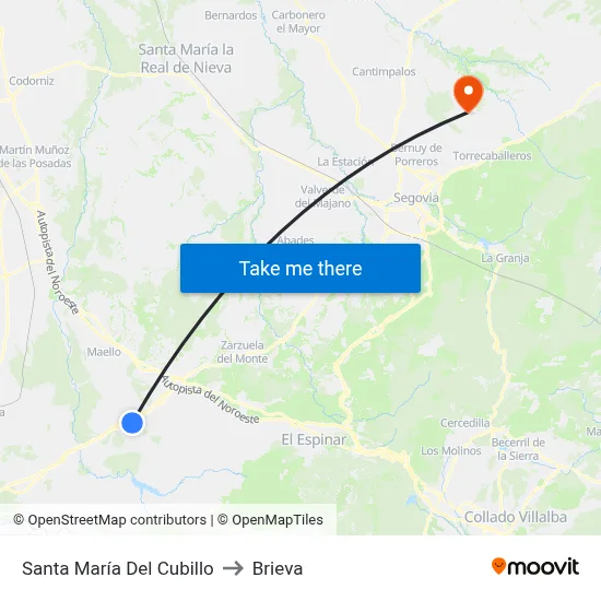 Santa María Del Cubillo to Brieva map