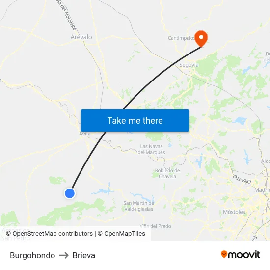 Burgohondo to Brieva map