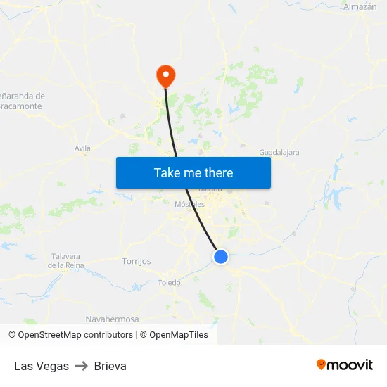 Las Vegas to Brieva map