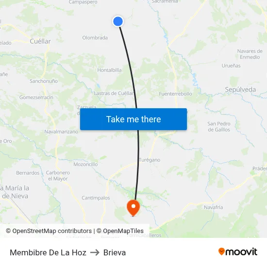 Membibre De La Hoz to Brieva map
