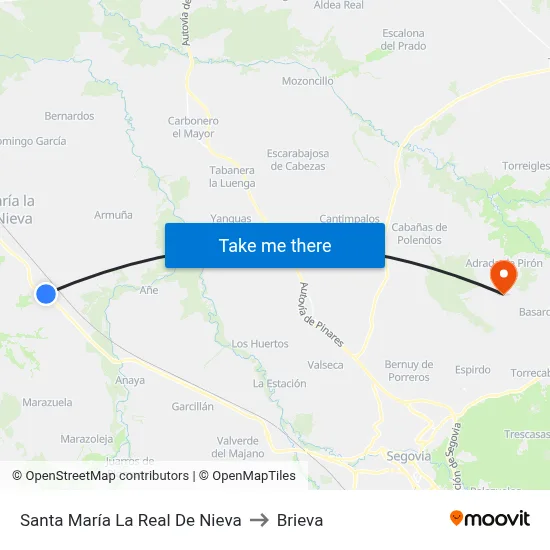 Santa María La Real De Nieva to Brieva map