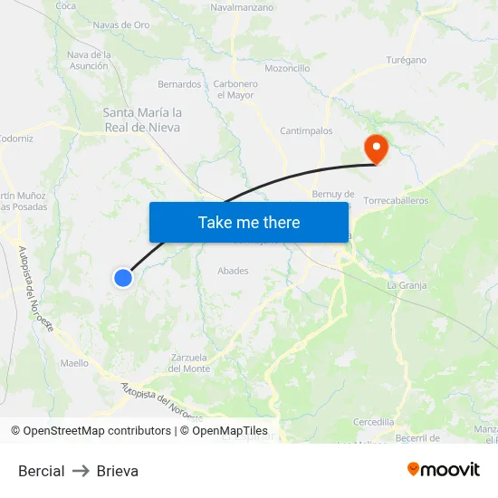 Bercial to Brieva map