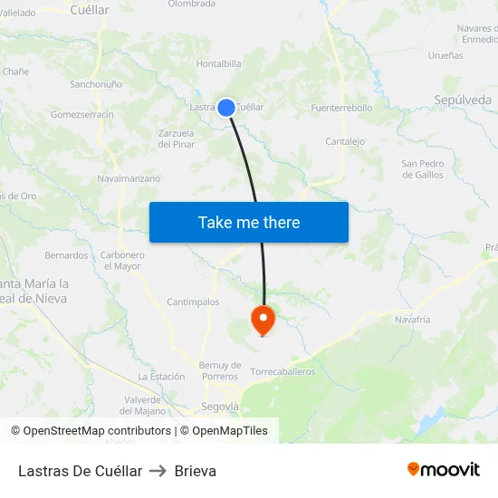 Lastras De Cuéllar to Brieva map