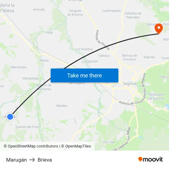 Marugán to Brieva map