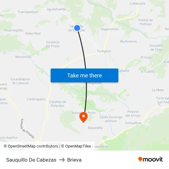 Sauquillo De Cabezas to Brieva map