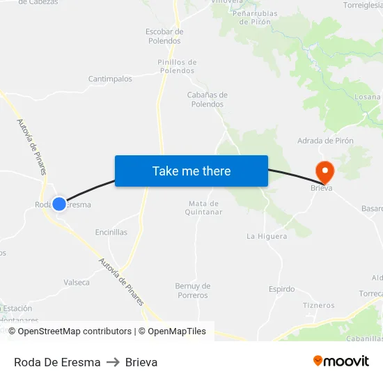 Roda De Eresma to Brieva map