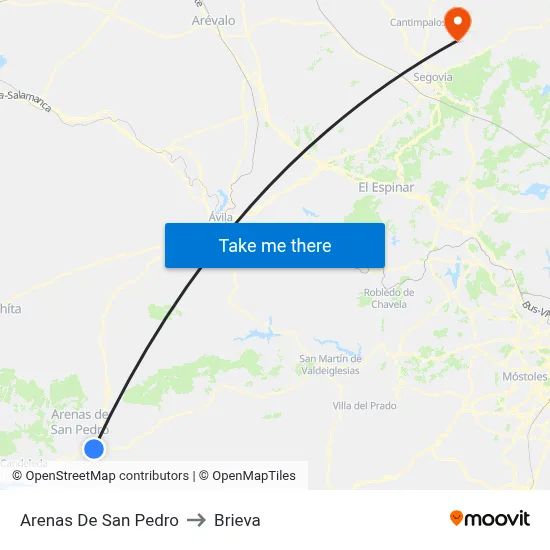 Arenas De San Pedro to Brieva map