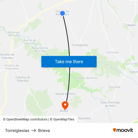 Torreiglesias to Brieva map