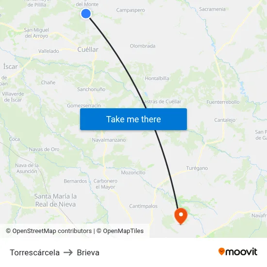 Torrescárcela to Brieva map