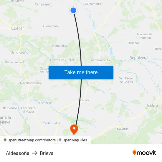 Aldeasoña to Brieva map