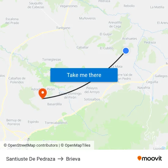 Santiuste De Pedraza to Brieva map