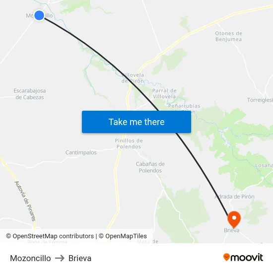 Mozoncillo to Brieva map