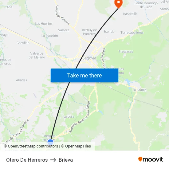Otero De Herreros to Brieva map