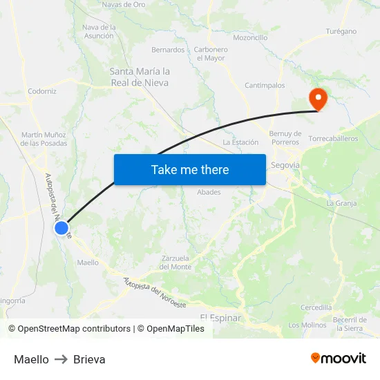 Maello to Brieva map