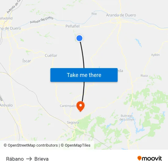 Rábano to Brieva map