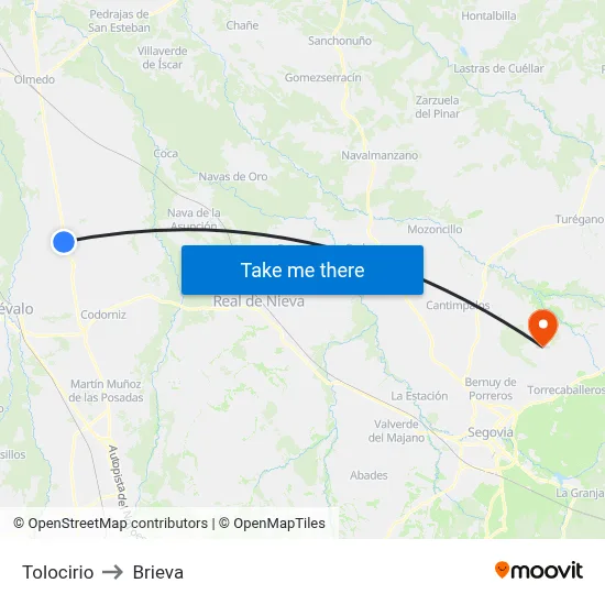 Tolocirio to Brieva map