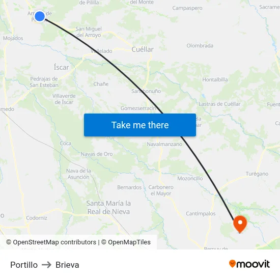 Portillo to Brieva map