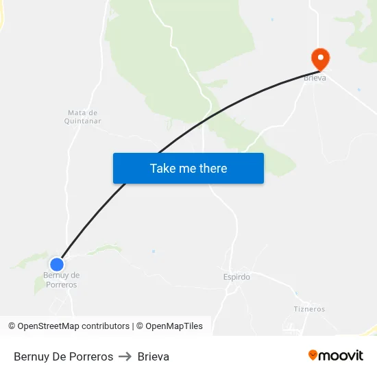 Bernuy De Porreros to Brieva map