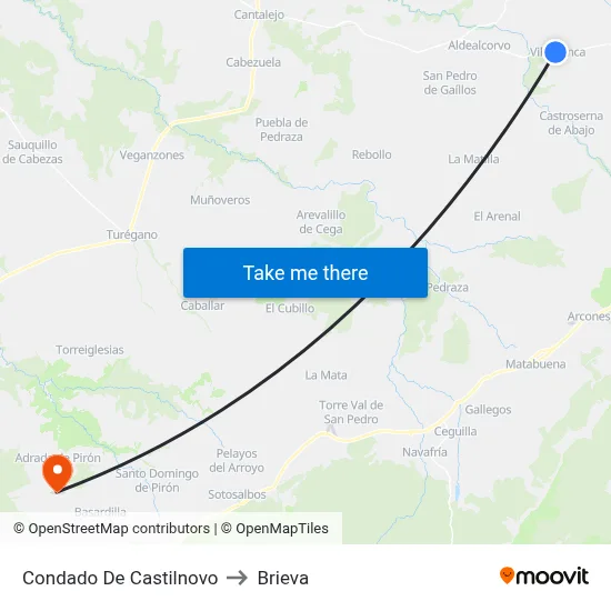 Condado De Castilnovo to Brieva map