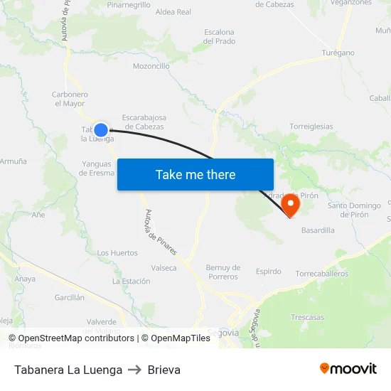 Tabanera La Luenga to Brieva map
