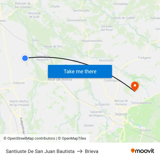 Santiuste De San Juan Bautista to Brieva map