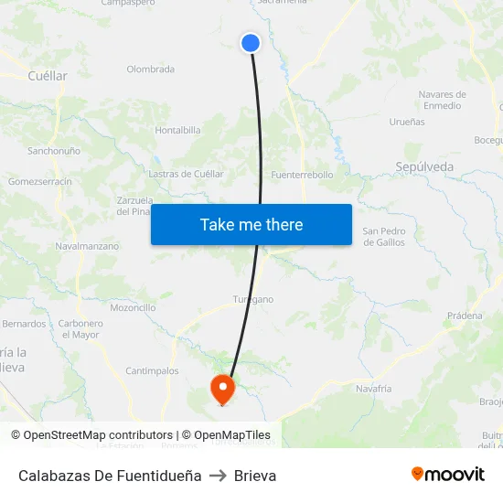 Calabazas De Fuentidueña to Brieva map