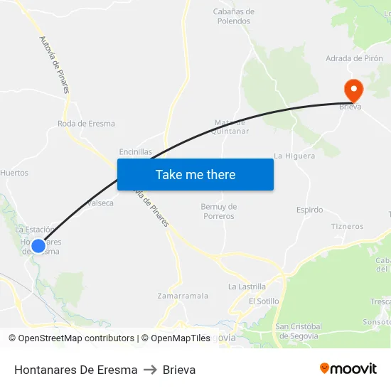 Hontanares De Eresma to Brieva map