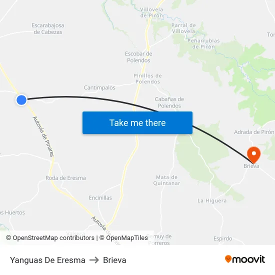 Yanguas De Eresma to Brieva map