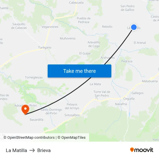 La Matilla to Brieva map