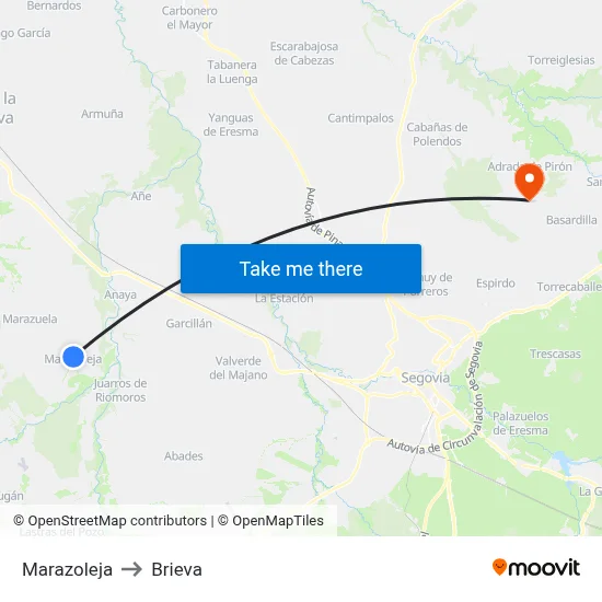 Marazoleja to Brieva map