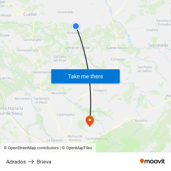 Adrados to Brieva map