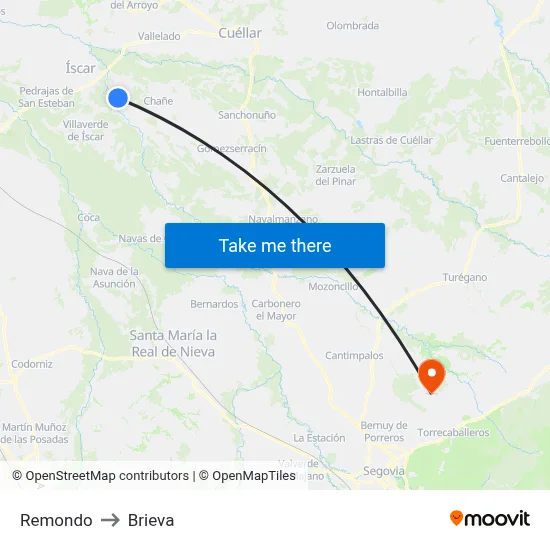 Remondo to Brieva map