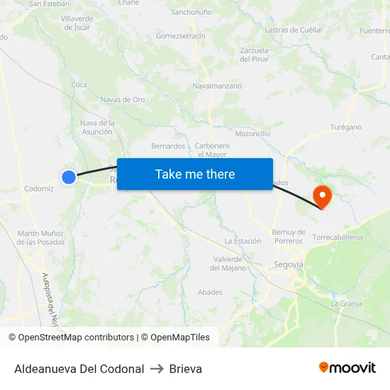 Aldeanueva Del Codonal to Brieva map