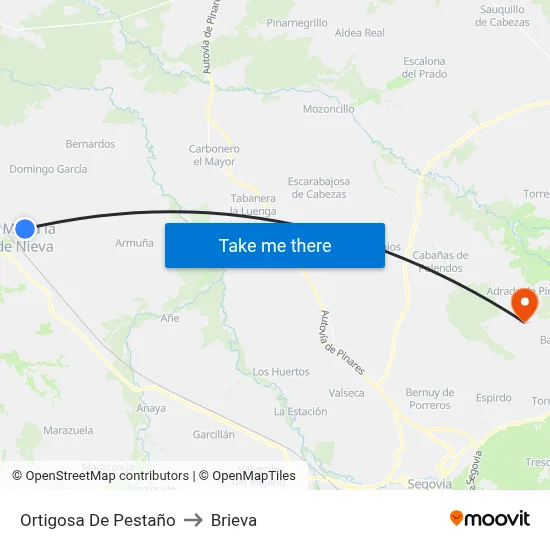 Ortigosa De Pestaño to Brieva map