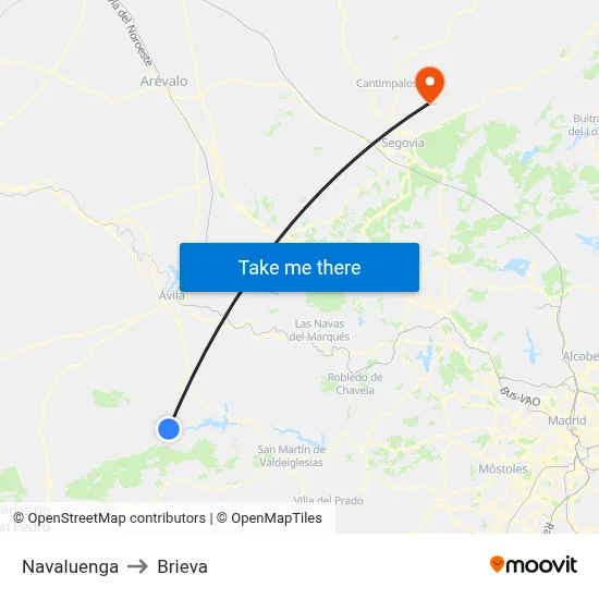 Navaluenga to Brieva map