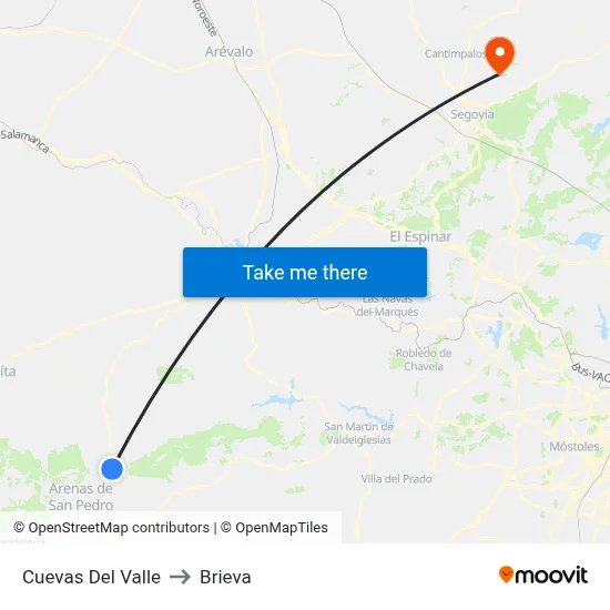 Cuevas Del Valle to Brieva map