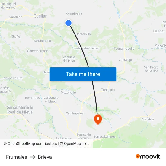 Frumales to Brieva map