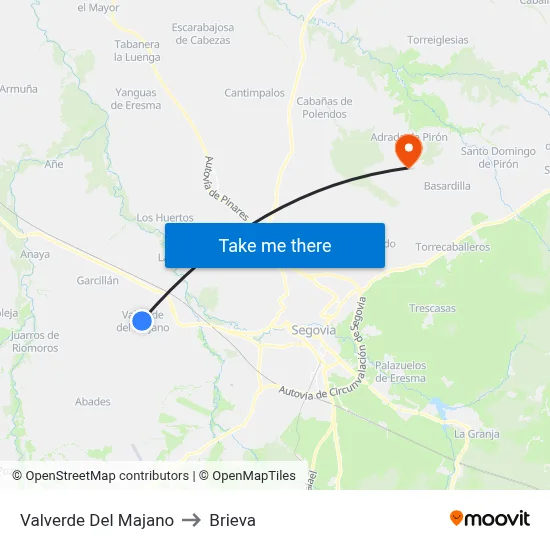 Valverde Del Majano to Brieva map