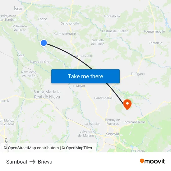 Samboal to Brieva map