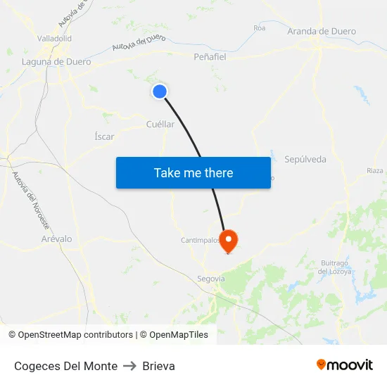 Cogeces Del Monte to Brieva map