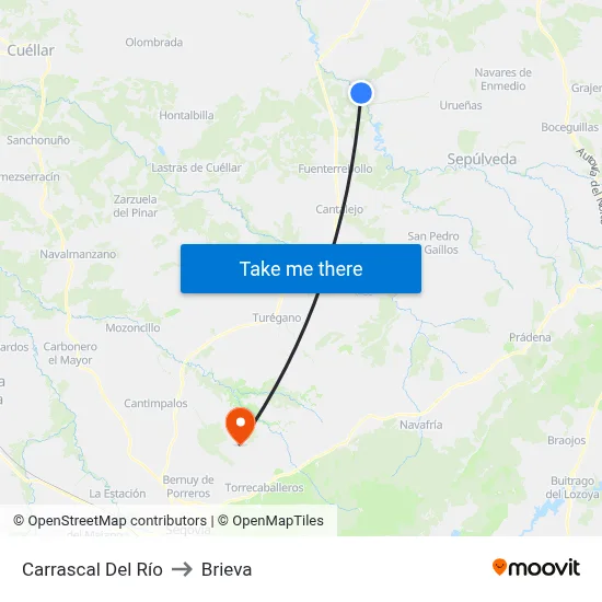 Carrascal Del Río to Brieva map