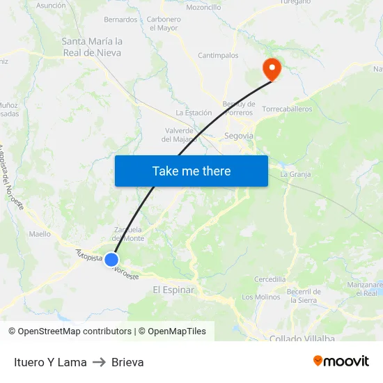 Ituero Y Lama to Brieva map