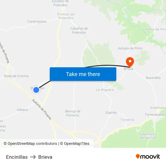 Encinillas to Brieva map